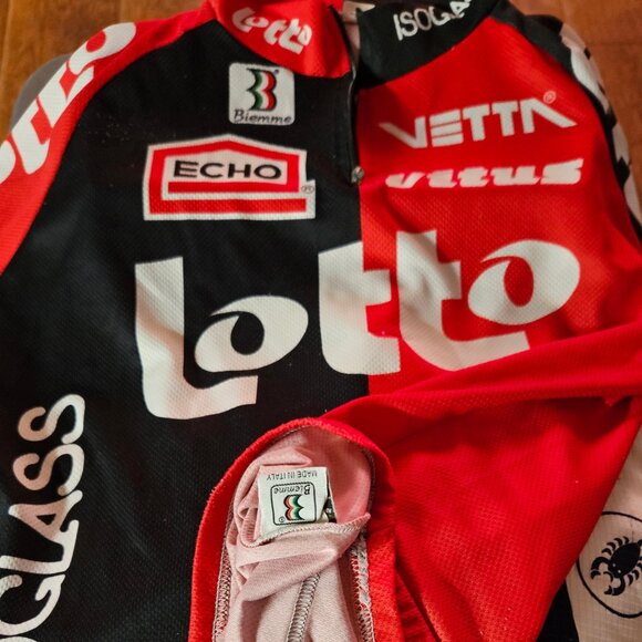 1995 Lotto Isoglass Professional Short Sleeve Italian Cycling Jersey Men's Large - Picture 3 of 3